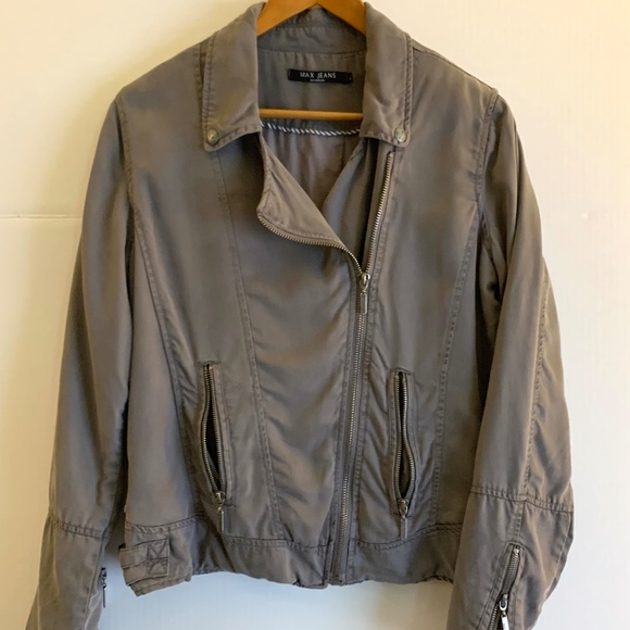Max Jeans Jackets & Blazers - Max Jeans ladies Moto-style jacket in grey with zippered closure
